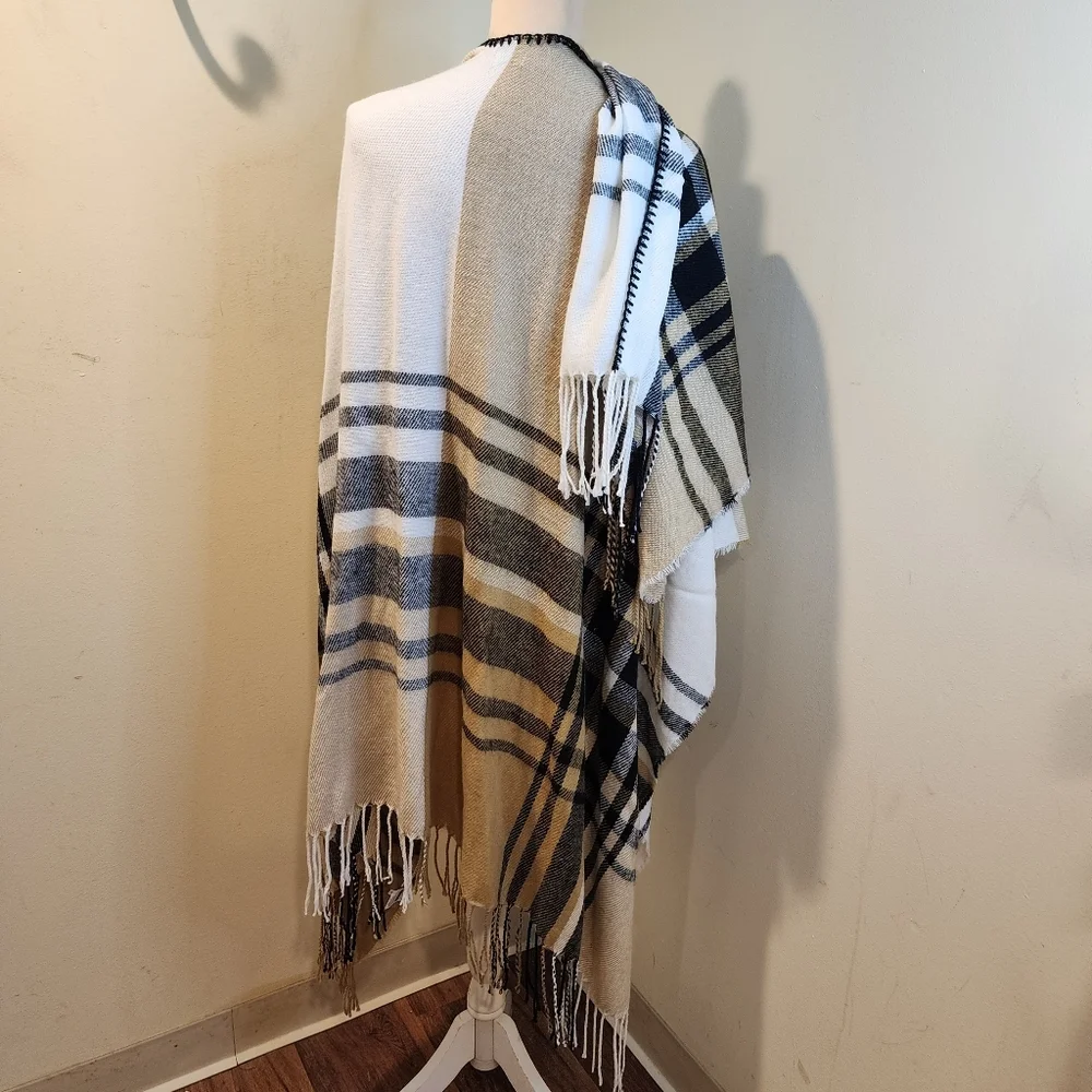 Mudpie Plaid Fringe Large  Poncho